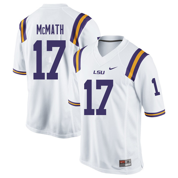 Men #17 Racey McMath LSU Tigers College Football Jerseys Sale-White